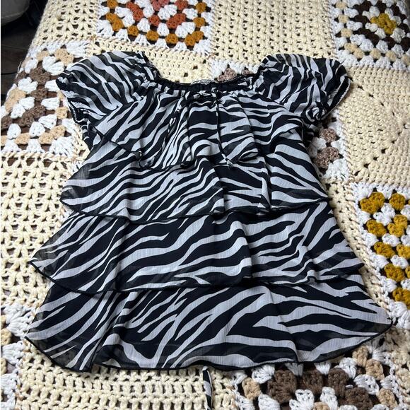 y2k zebra ruffle top - Picture 2 of 8